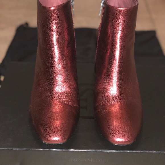 ASH Heroin Metallic Red Leather Booties - Picture 4 of 6